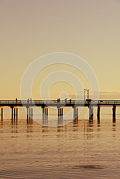 Spectacular sunset on the ocean pier