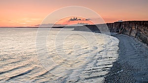 Spectacular sunset over Dunraven Bay, on the coast of South Wales, UK.