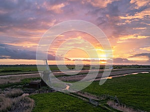 A spectacular sunset over the River Waveney at Herringfleet, Suffolk