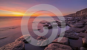 Spectacular Sunset over rock pools