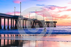 Spectacular Sunset with Surfers at Venice Beach