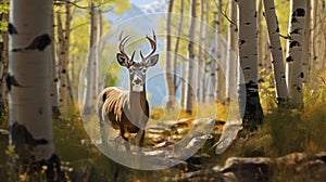 Spectacular Terragen Art: Hyper Realistic Western Mule Deer In Aspen Grove