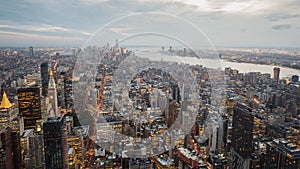 Spectacular transition from day to night over Manhattan, New York