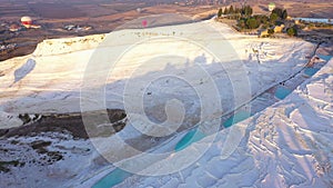 Spectacular travertine thermal pools in Pamukkale, Turkey.