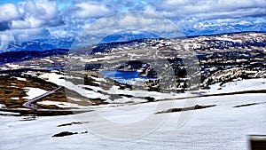 Spectacular view at Beartooth Highway Summit, Wyoming. A Drive of incredible beauty. Yellowstone. Road trip.