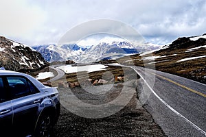 Spectacular view at Beartooth Highway Summit, Wyoming. A Drive of incredible beauty. Yellowstone. Road trip.