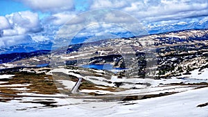 Spectacular view at Beartooth Highway Summit, Wyoming. A Drive of incredible beauty. Yellowstone. Road trip.