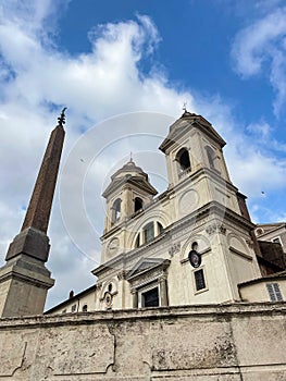 The spectacular view of Chiesa di Trinita dei Monti