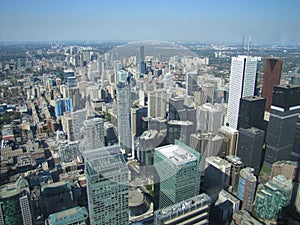 Spectacular view from CN Tower, Toronto. Ontario, Canada.