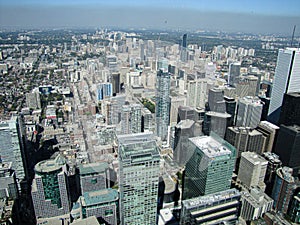 Spectacular view from CN Tower, Toronto. Ontario, Canada.