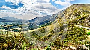 Spectacular view of Franschhoek Pass which runs along Middagskransberg between Franschhoek and Villiersdorp in the Western Cape photo