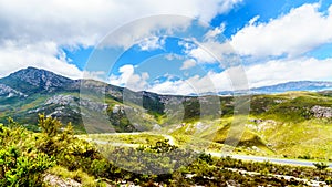 Spectacular view of Franschhoek Pass which runs along Middagskransberg between Franschhoek and Villiersdorp in the Western Cape