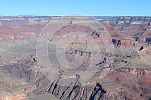 A spectacular view of the Grand Canyon from the south rim on a clear winter day