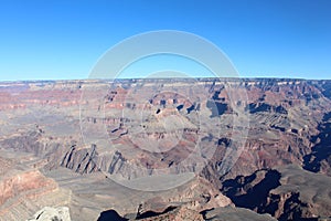 A spectacular view of the Grand Canyon from the south rim on a clear winter day