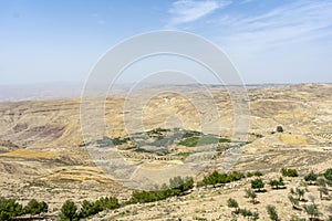 Spectacular view of the Jordanian landscape from Mount Nebo