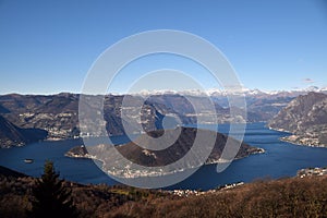 Spectacular view of Monte Isola and Lake Iseo with in the background the Orobiche Alps - Brescia - Italy 04