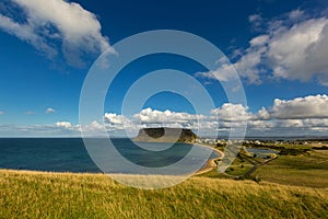 Spectacular view of the Nut, Bass Strait, beaches and a town nam