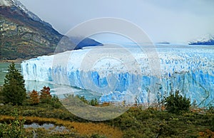 Spectacular View of Perito Moreno Glacier in Autumn, a UNESCO World Heritage Site in Santacruz Province, Patagonia, Argentina