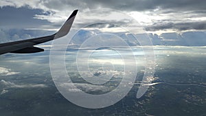 Spectacular view of the sky through the window of a plane