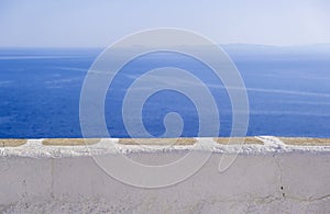 Spectacular view to Aegean Sea, Cyclades Greece. Folegandros island outlook balcony