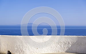 Spectacular view to Aegean Sea, Cyclades Greece. Folegandros island outlook balcony