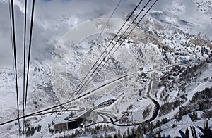 Spectacular view to the Mountains from Snowbird ski resort in Utah