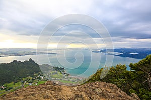 Spectacular view of Whangarei harbor from Mt Manaia, NZ photo