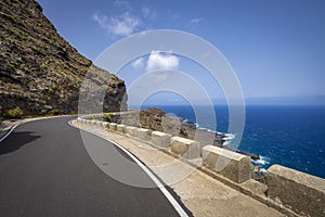 Spectacular views at a dangerous coast road through the Teno Rocks on Tenerife