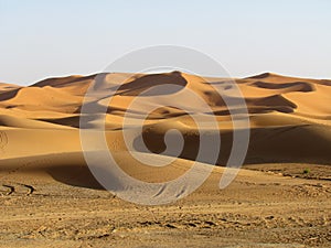 Spectacular views of high and astonishing Sand Dunes in Sahara Desert