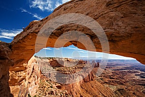 Spectacular viwe to Mesa arch in Canyonlands National park in Ut photo