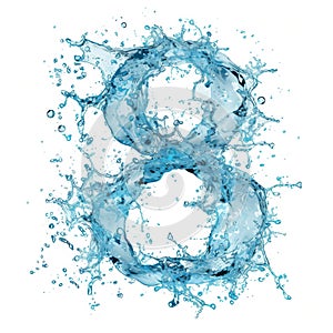 A spectacular wave in the shape of the number 8. The concept of infinity. Number 8 made from water splashes. Digital photo