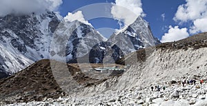 Spectacular way to Everest base camp, Khumbu valley, Sagarmatha national park, Nepalese himalayas