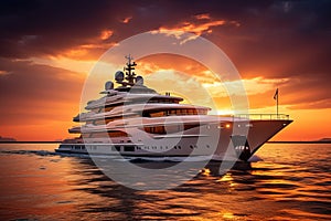 Spectacular Yacht sea sunset. Generate Ai