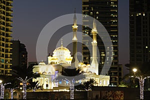 Spectacularly Illuminated JBR Mosque at Dubai Marina