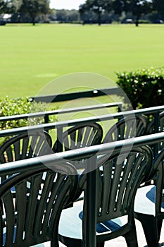 Spectator seating at green playing field