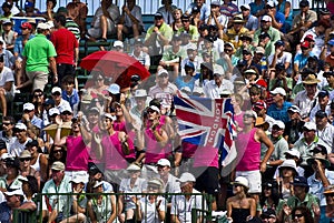 Spectators Pack the Pavilion - 18th Green