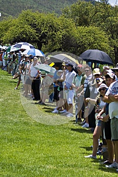 Spectators on the 1st fairway