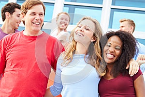 Spectators Celebrating At Outdoor Sports Event