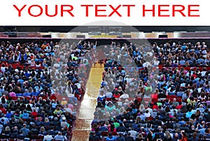 spectators at the show and the customizable text YOR TEXT HERE o