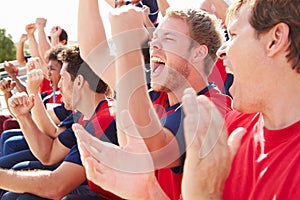 Spectators In Team Colors Watching Sports Event