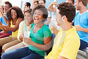 Spectators In Team Colors Watching Sports Event