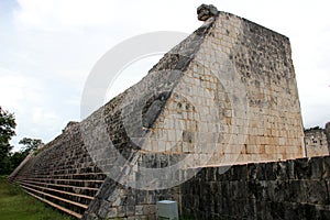 Spectators wall of Grand Ballcourt, Chichen-Itza, Yucatan, Mexico