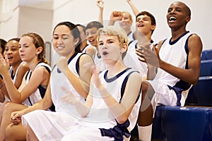 Spectators Watching High School Basketball Team Match