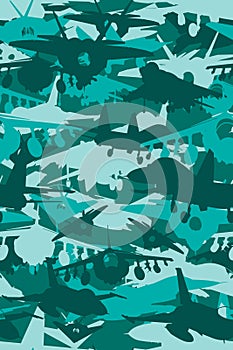 Military Camouflage fighter jet teal pattern
