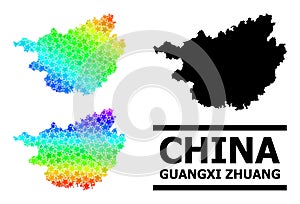 Spectral Colored Gradient Star Mosaic Map of Guangxi Zhuang Region Collage