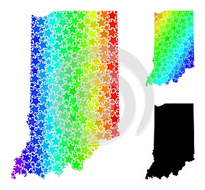 Spectral Colored Gradient Starred Mosaic Map of Indiana State Collage