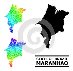 Spectral Colored Gradient Starred Mosaic Map of Maranhao State Collage