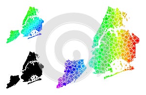 Spectral Colored Gradient Starred Mosaic Map of New York City Collage