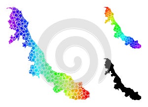 Spectral Colored Gradient Starred Mosaic Map of Veracruz State Collage