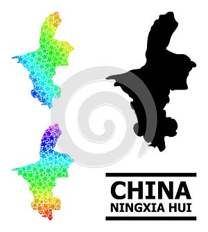 Spectral Colored Gradient Stars Mosaic Map of Ningxia Hui Region Collage